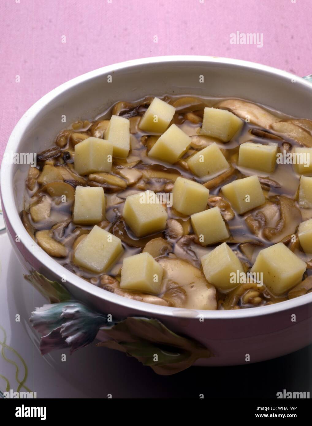Italian Cooking By Robin Howe. . Insalata Di Funghi E Formaggio.. Mushroom And Cheese Salad. Stock Photo
