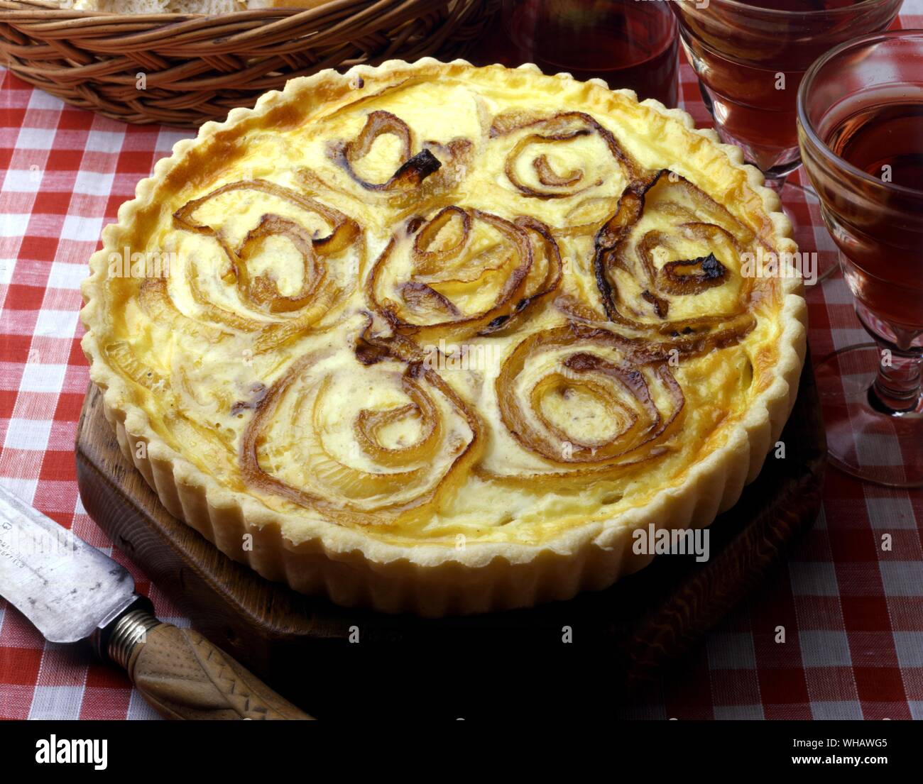 French Recipes . . Tarte A L'Oignon.. Onion Tart. Stock Photo