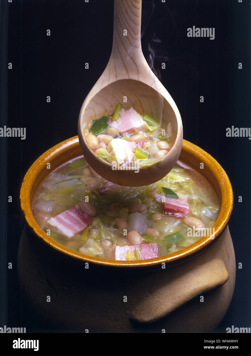 French Cooking By Eileen Reece.. . Garbure Bearnaise.. Pork And bean Soup. Stock Photo