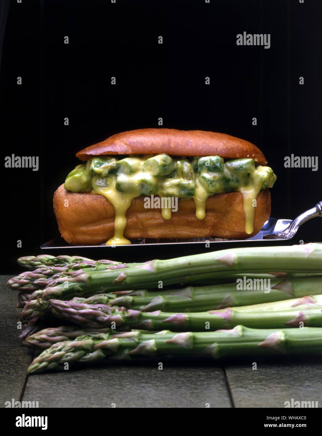 Asparagus in crisp rolls Stock Photo
