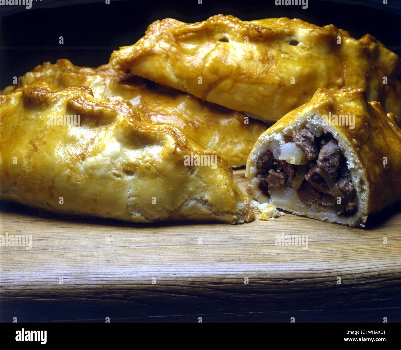 Cornish Pasties. Portable Lunch. pastry. Stock Photo