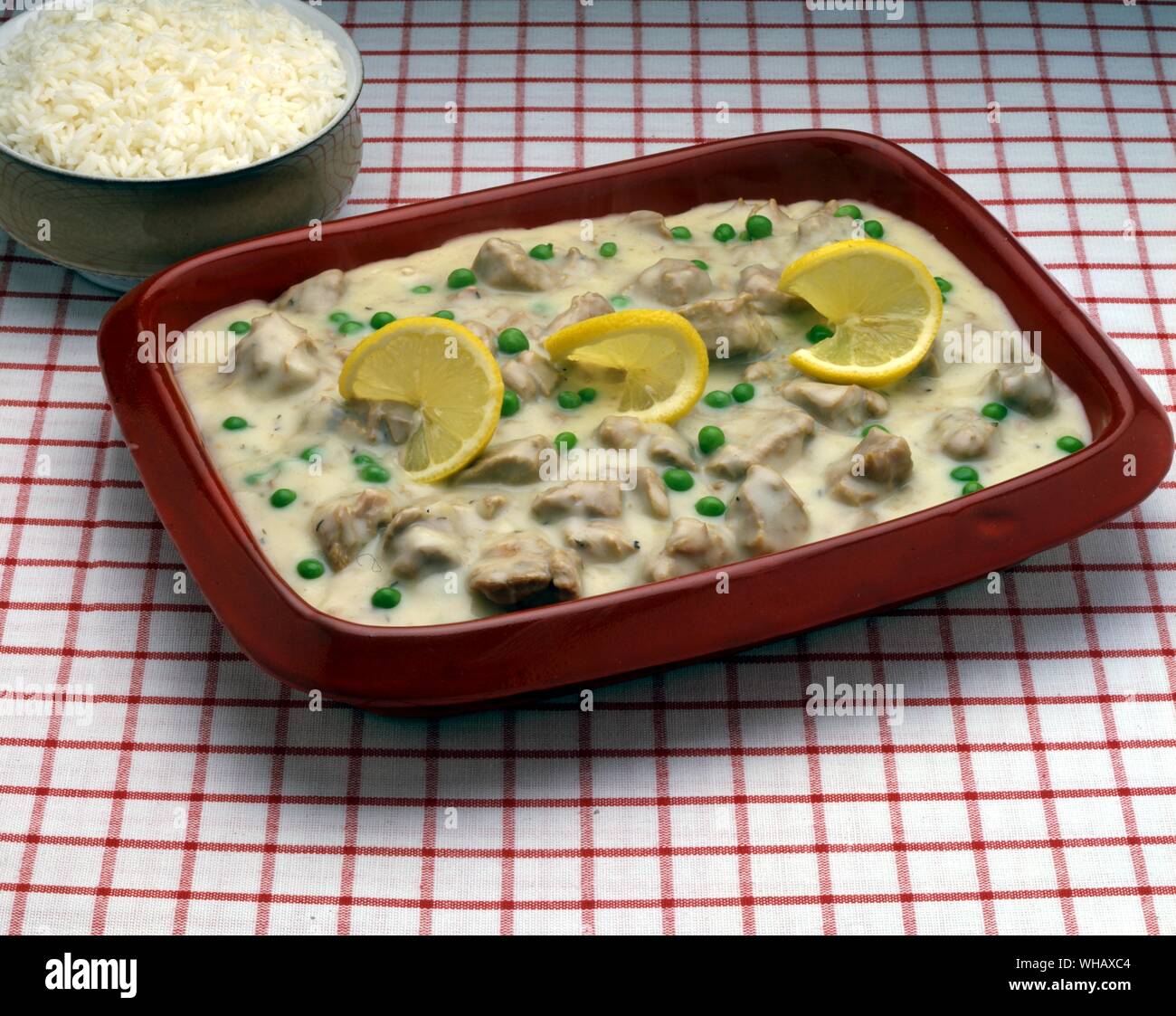 stewed veal in a cream and lemon sauce Stock Photo