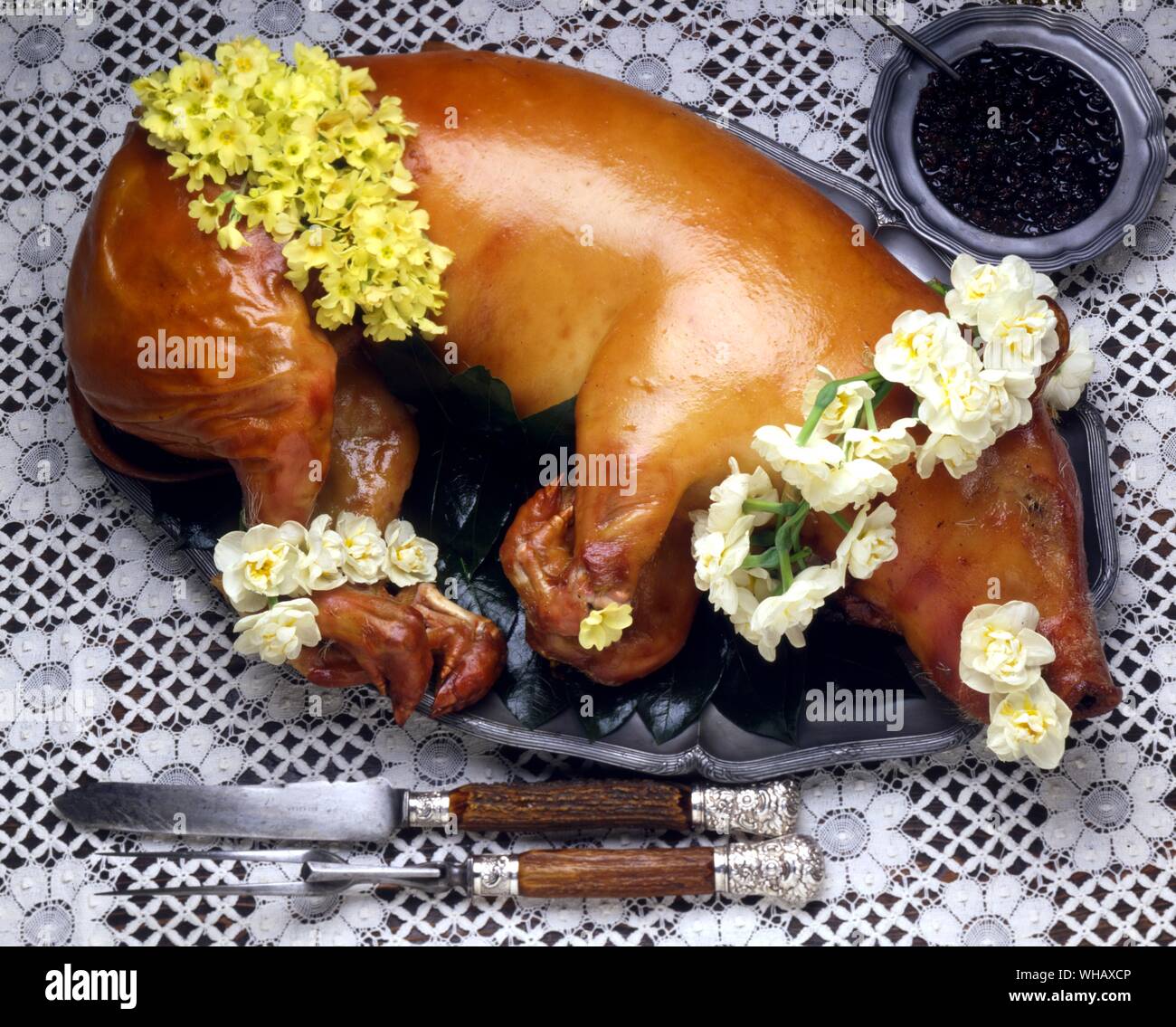 Roast Sucking Pig Stock Photo