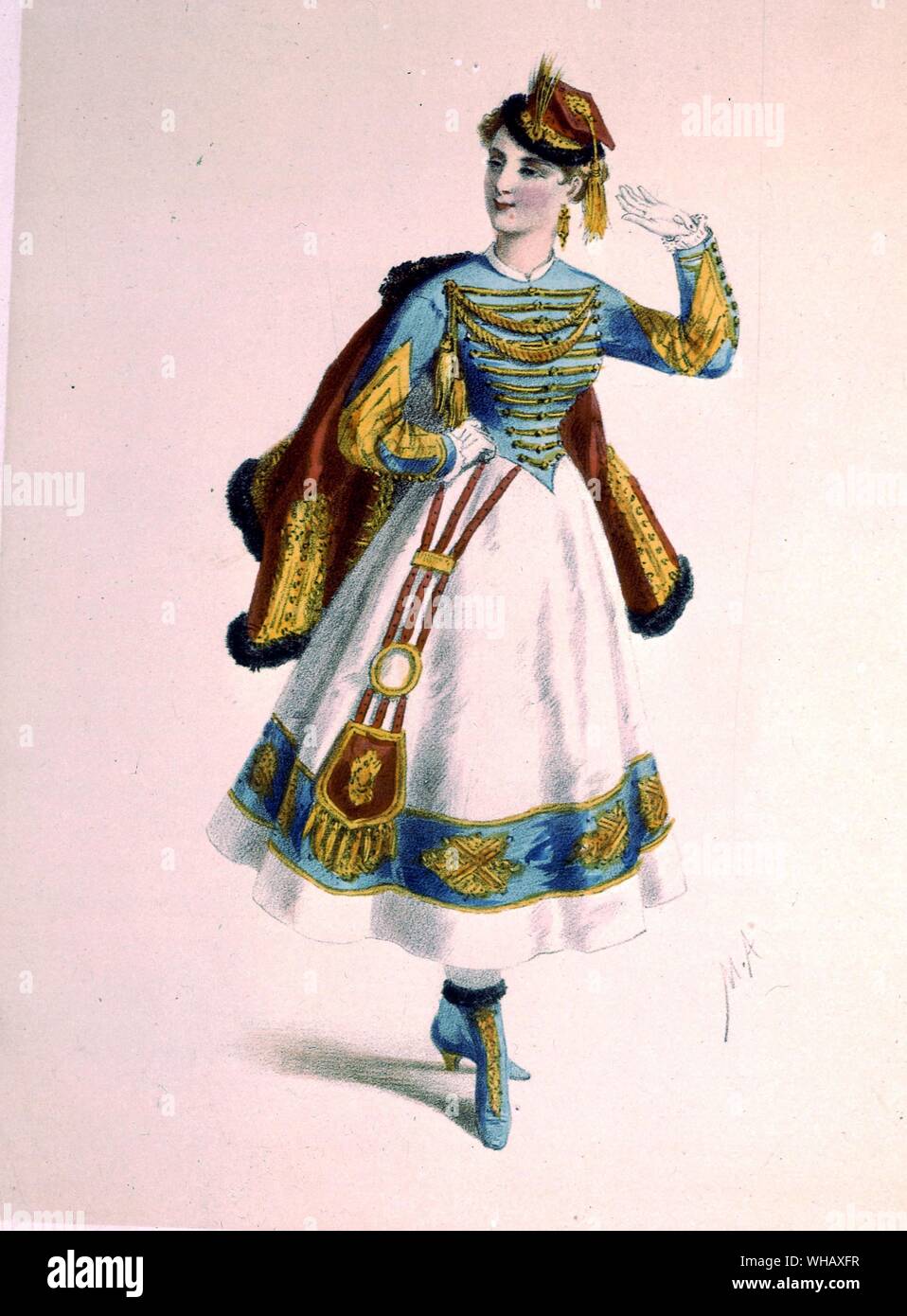 Costumes des Theatres (Costumes of the theatres) 1860.  1860. Fancy Dress, Polonaise. Stock Photo