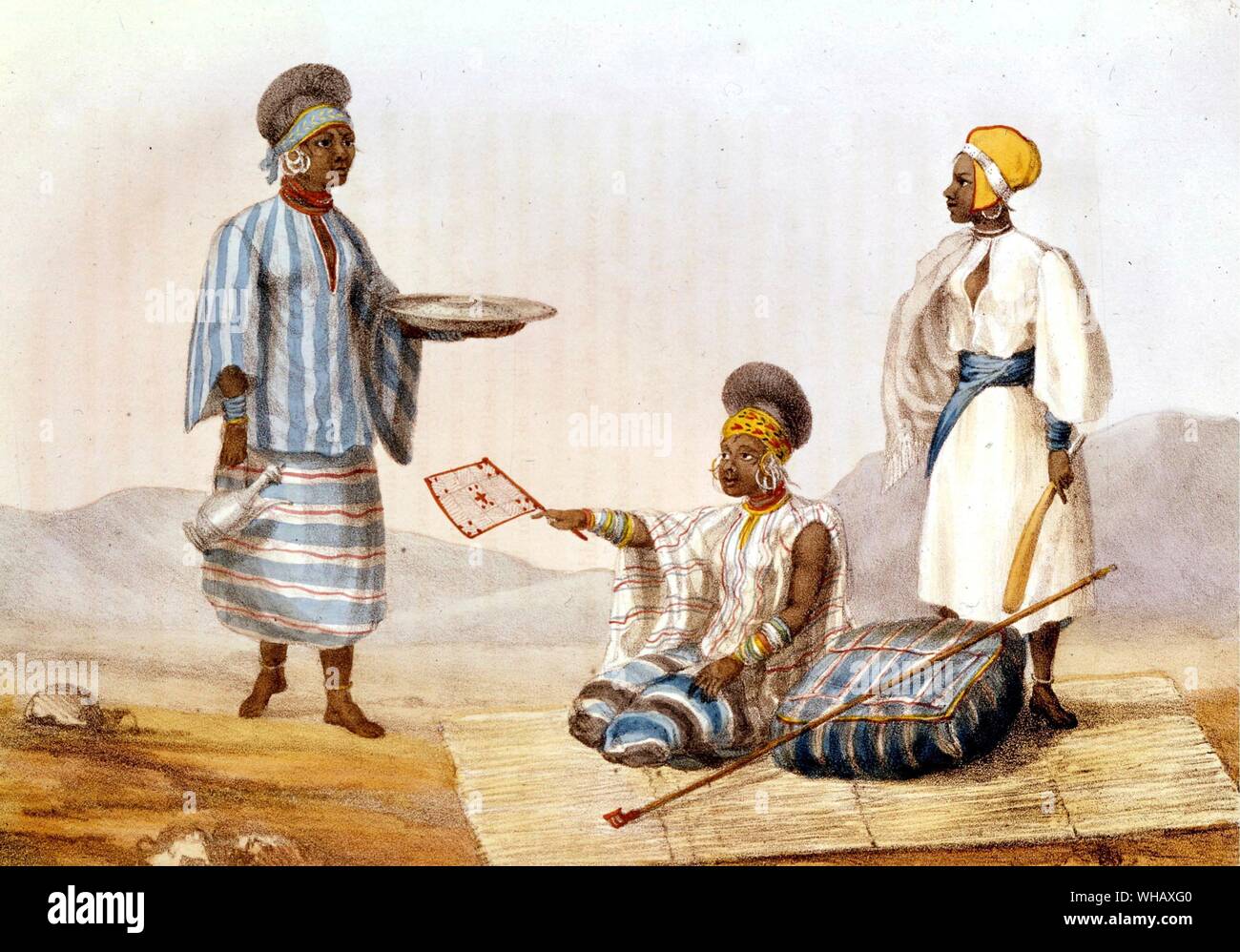 Sudanese women from narrative of travels in North Africa.The African Adventure - A History of Africa's Explorers by Timothy Severin, page 3090. Stock Photo