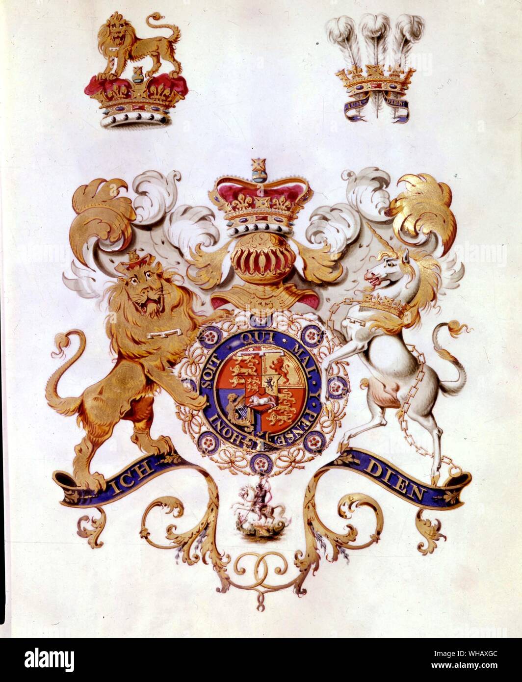The Regent's Coat of Arms, from Sovereigns of the Bath, 1803. Stock Photo