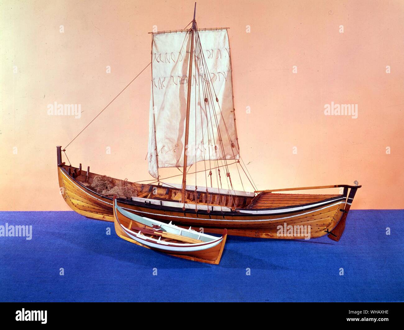 Norwegian Herring Boat Model Stock Photo