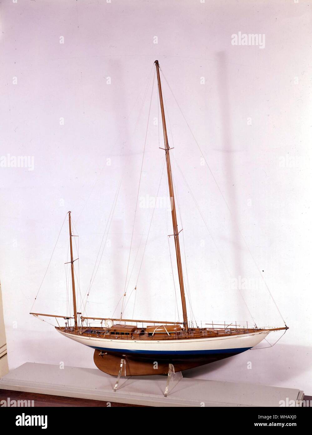 Latifa model at Royal Ocean Racing Club London. History of Yachting by Douglas Phillips-Birt. Stock Photo