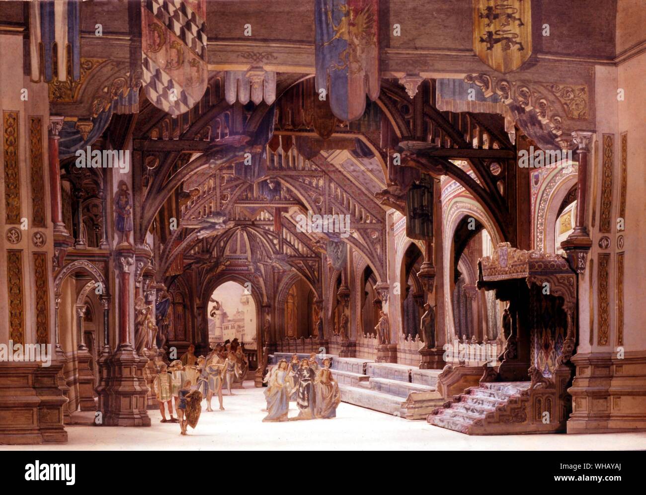 Stage model for Tannhäuser (Tannhaeuser) Set. Opera in Three Acts. Libretto and Music: Richard Wagner (1813-1883). The Dream King by Wilfrid Blunt and James Russell, page 74.. According to German legend, Tannhäuser was a knight and poet, who found the Venusburg, or subterranean home of Venus. He spent a year there worshipping Venus.. Stock Photo