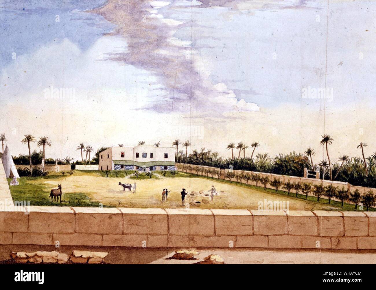 Consul Hanmer Warrington's country house near Tripoli, possibly painted by Warrington himself. The African Adventure - A History of Africa's Explorers by Timothy Severin, page 118. Stock Photo