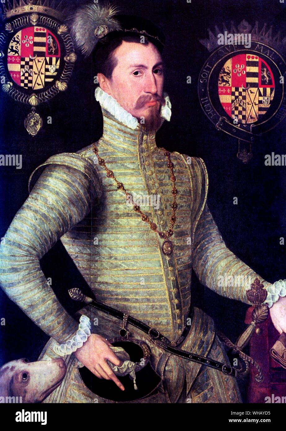 Robert Dudley, Earl of Leicester rose to high favour with Queen Elizabeth. Stock Photo