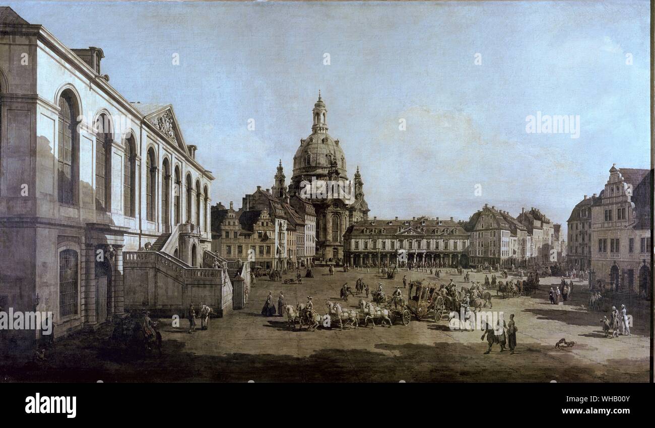 New Market Dresden c.1749 . by Bernado Bellotto. Staatliche Kunstsamlungen, Dresden. . Stock Photo