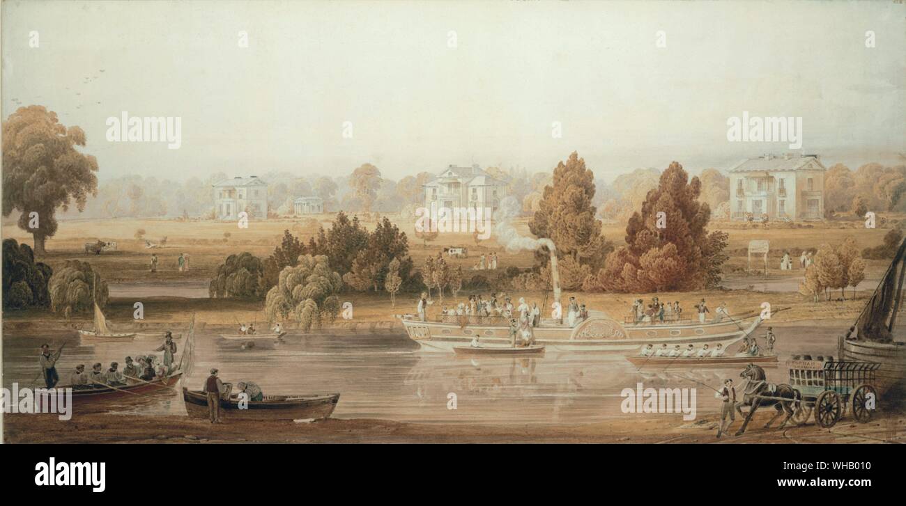 The Thames at Twickenham c.1850. Gerald Barrett II. Stock Photo