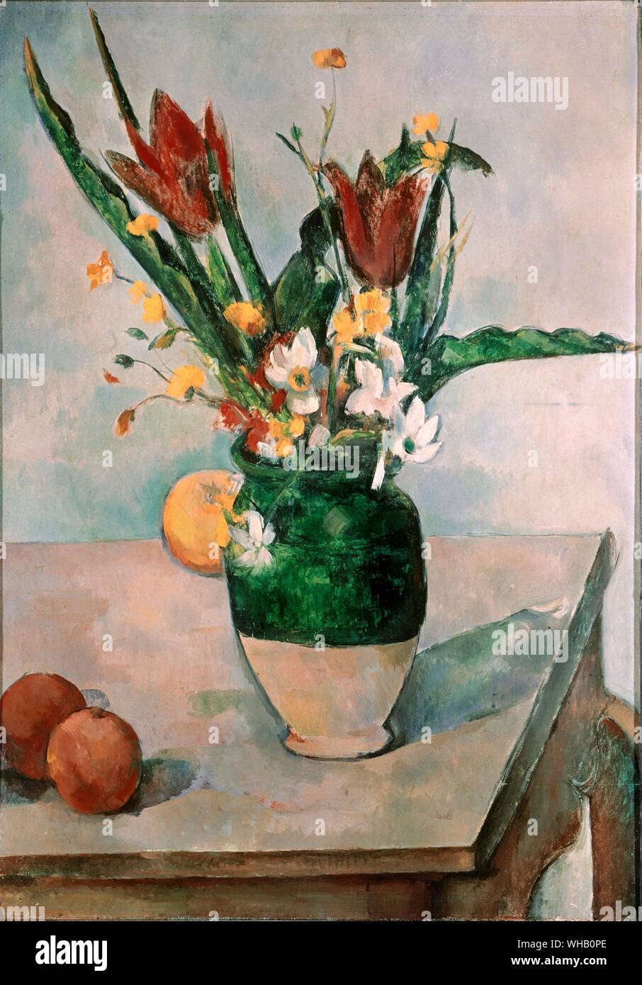 Vase of Tulips c.1890-94. by Paul Cezanne. Paul Cézanne (January 19, 1839 - October 22, 1906) was a French artist, a painter (Postimpressionist).. Stock Photo