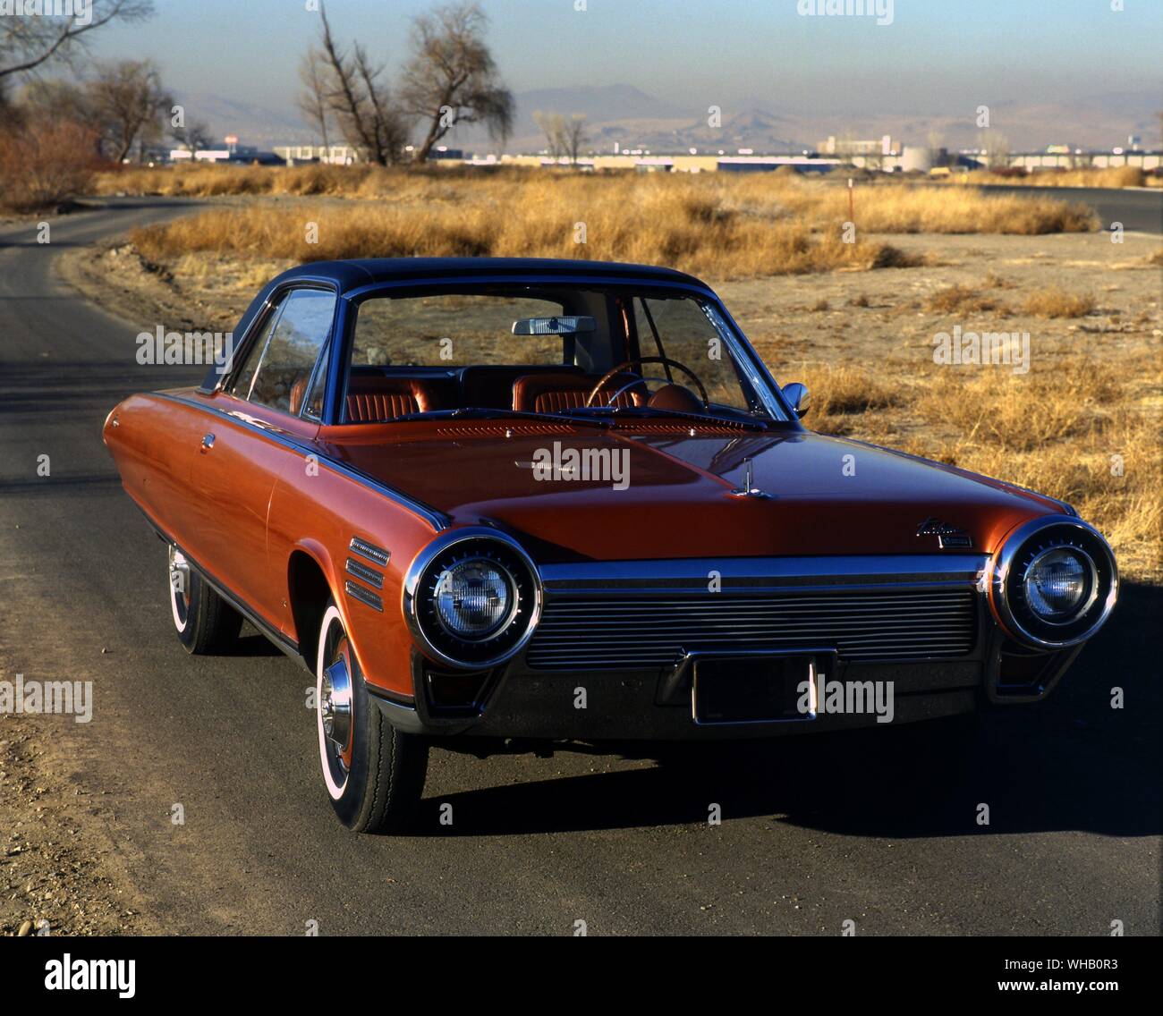 1963 Chrysler Turbine experimental engine: Turbine HP 130 body by Ghia of Italy. 50 made by Ghia. Given to selected members of public to drive under normal conditions. Once Chrysler had evaluated all but five were destroyed. Stock Photo