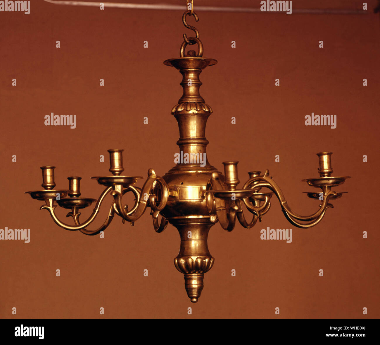 Brass chandelier, possibly French, c.1770. William Job, London. Stock Photo