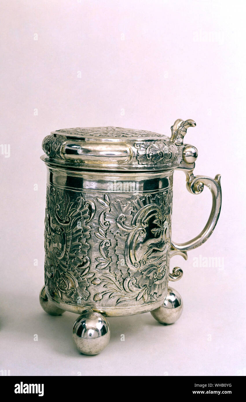 Tankard, silver, Moscow mark, 1750.. Victoria & Albert Museum, London. Stock Photo