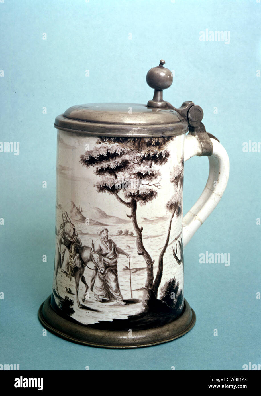 Tankard with pewter lid, Nuremberg.. Victoria & Albert Museum, London. Stock Photo