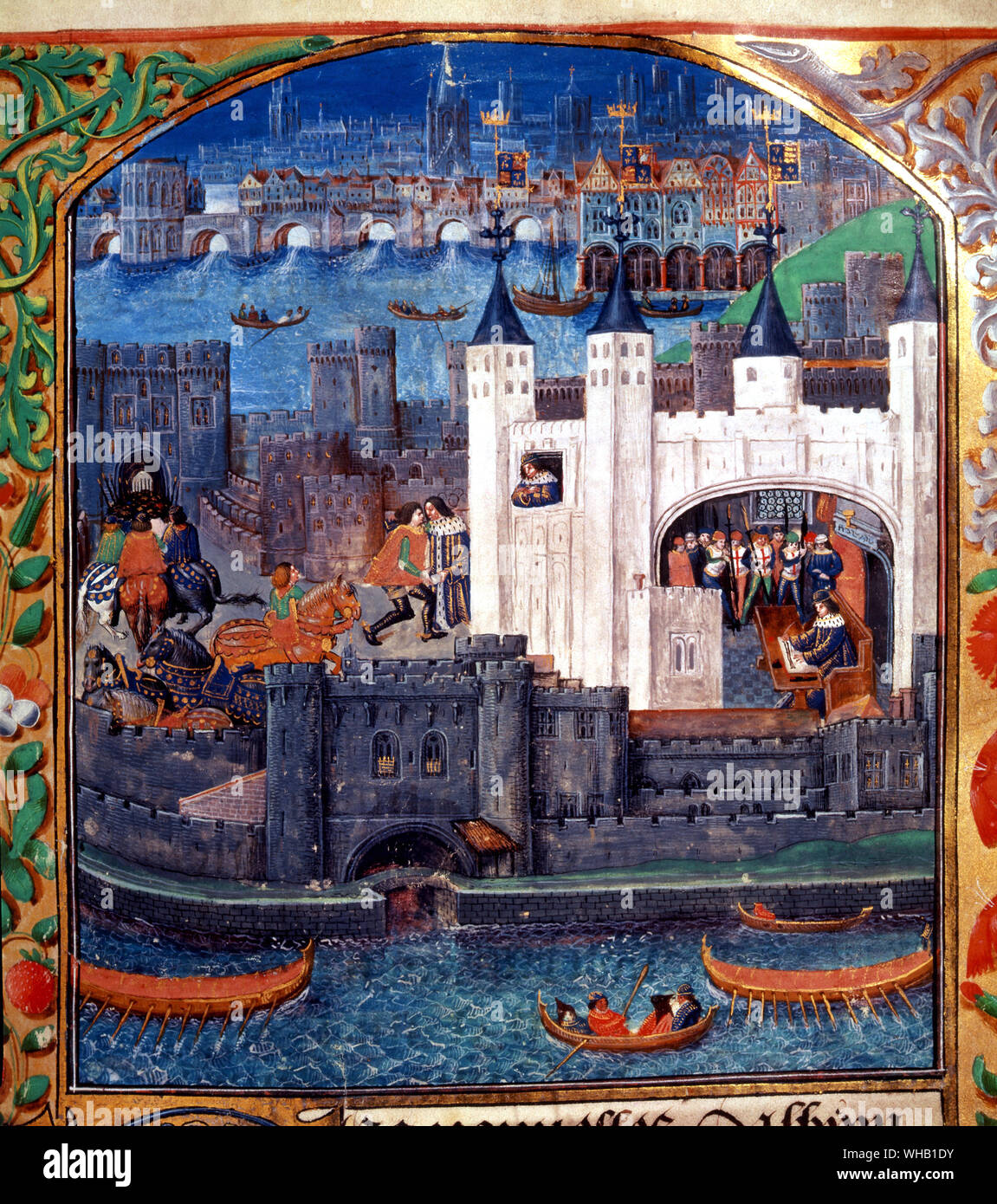 The White Tower from poems of Charles Duc d'Orleans c.1500 . British Library . Stock Photo