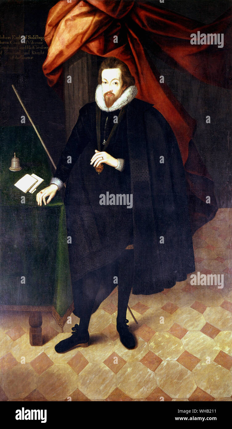 Robert Cecil, 1st Earl of Salisbury, later than 1606.  After John de Critz the Elder.. by Sir William Blake Richmond. Stock Photo