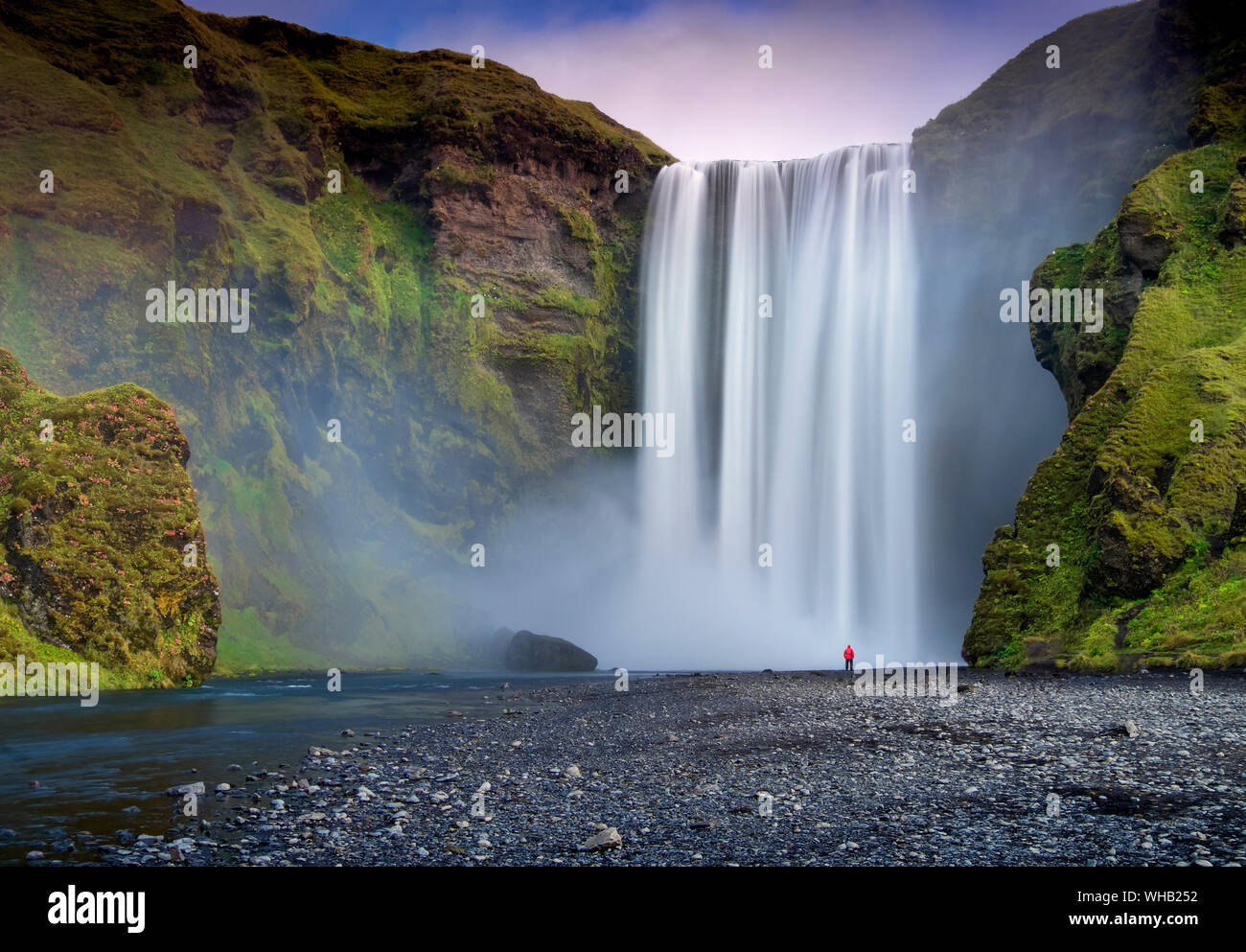 Skogafoss Waterfall, Skógar, Southern Iceland Stock Photo