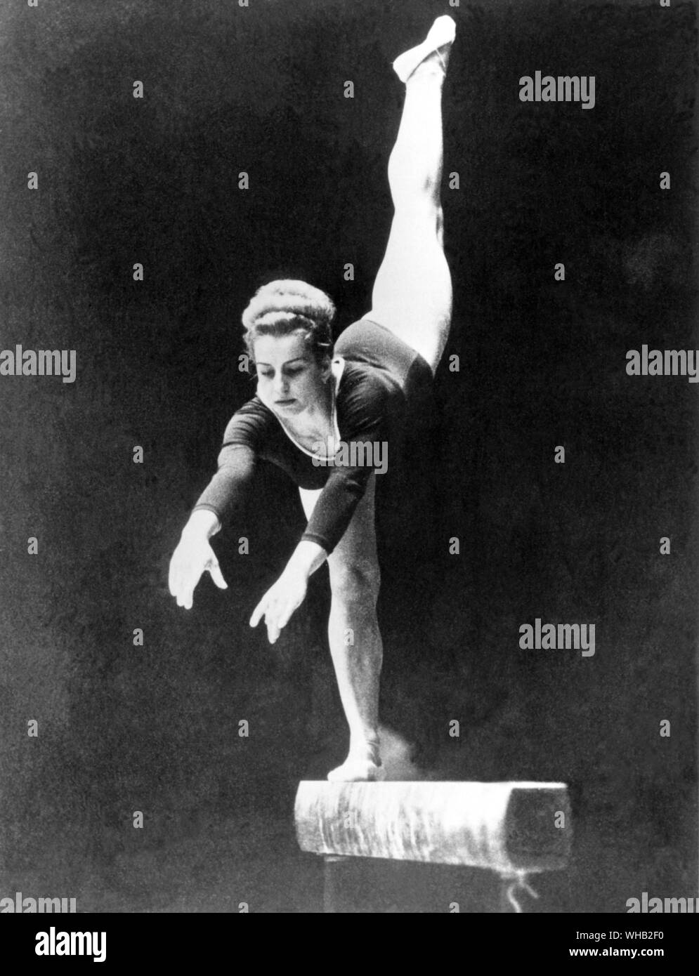 Japan, Tokyo Olympics, 1964: Vera Caslavska (Czechoslovakia) in the women's gymnastics. . . Stock Photo