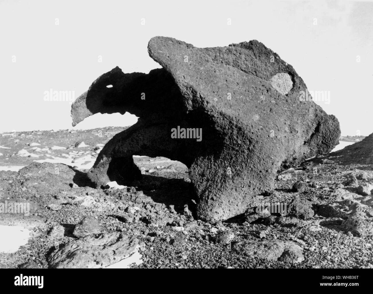 Weathered Kenyte boulder Stock Photo