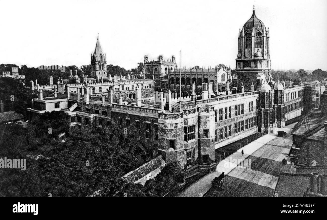 Oxford Christchurch general view of the college and St Aldgates 1920 Stock Photo