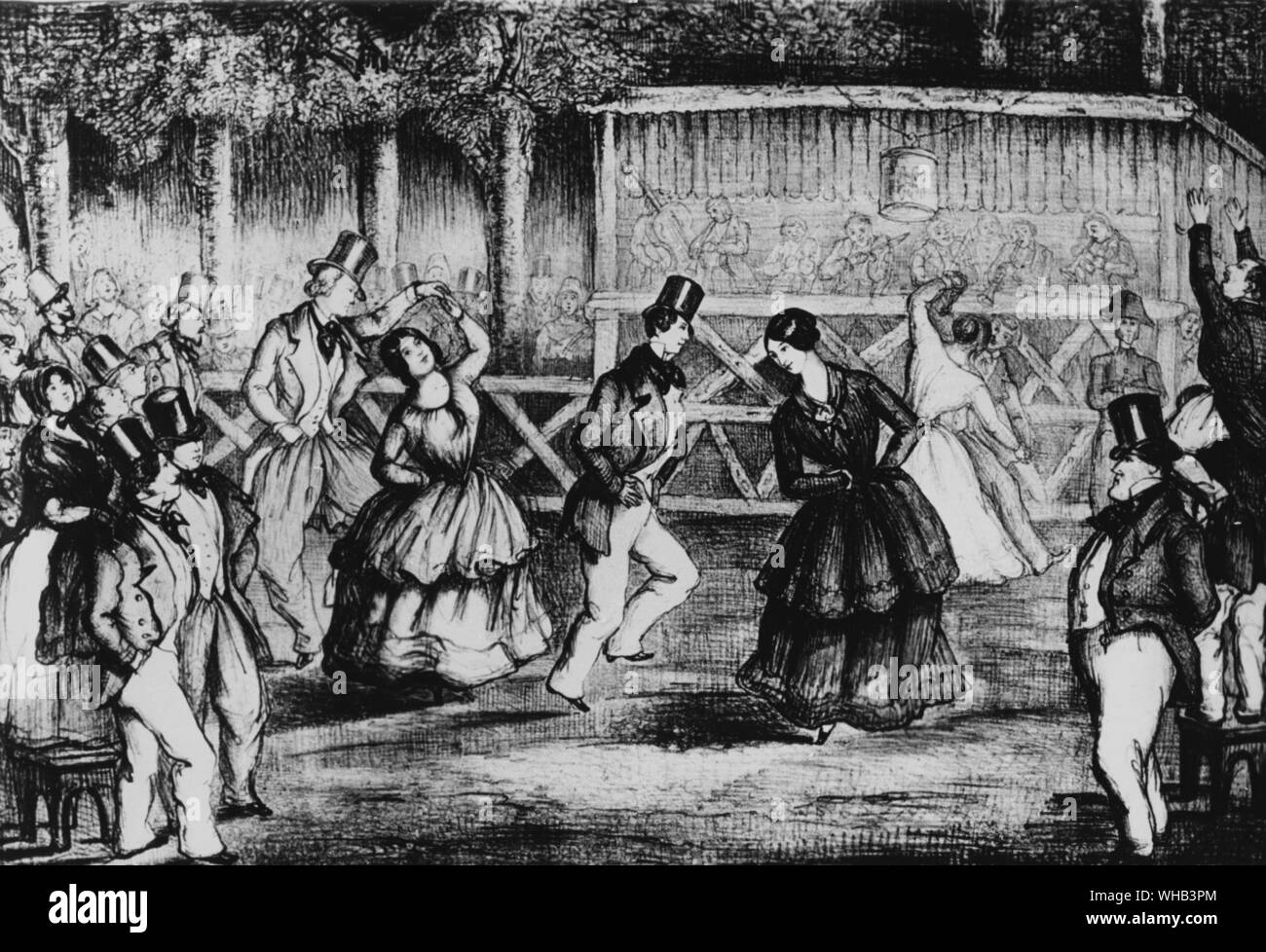 Couples Dancing, 1844. Stock Photo