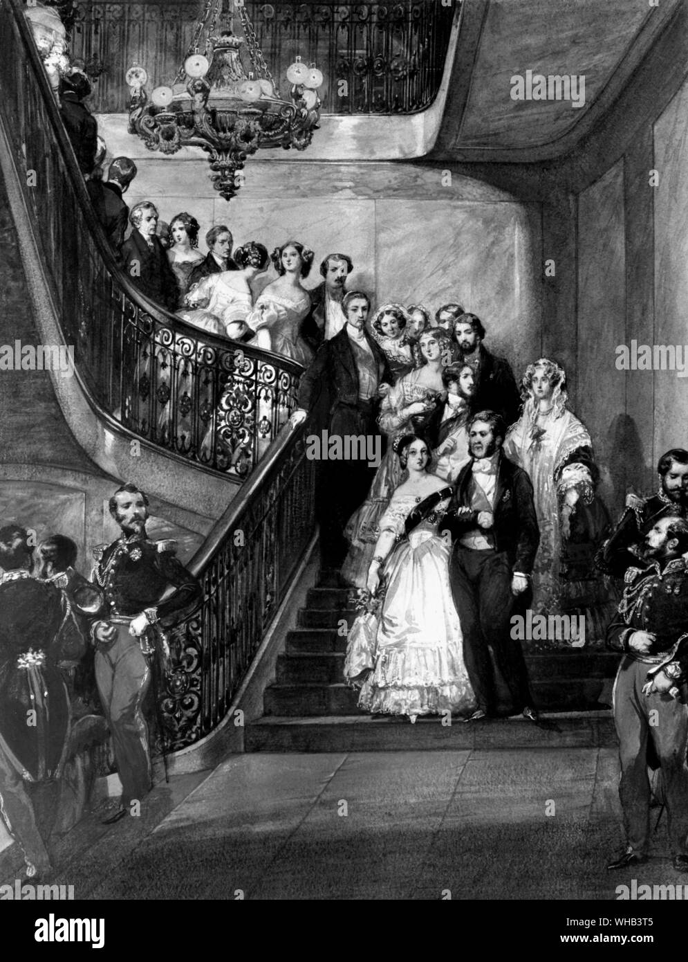 Queen Victoria at the Chateau d'Eu by Iramis and roqueplan. Stock Photo