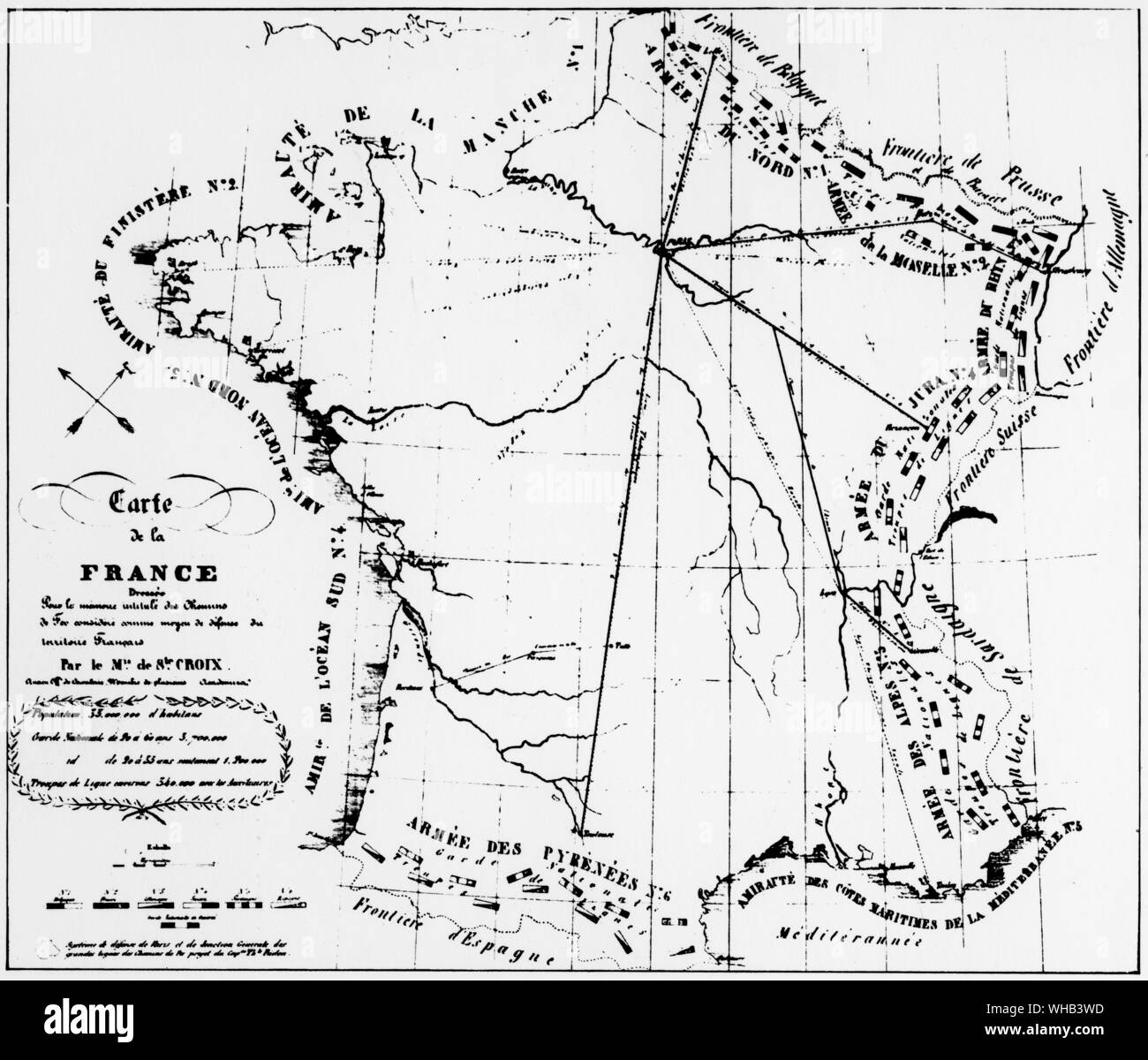 Map of France's Rail System in 1837 Stock Photo Alamy
