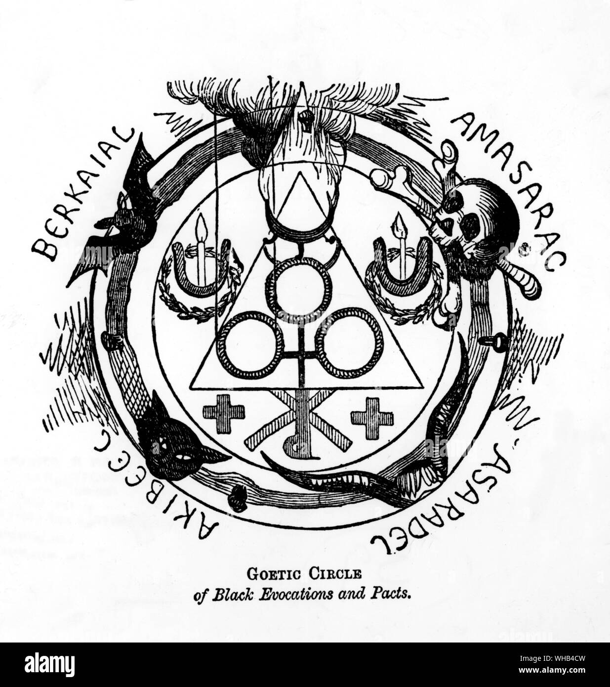 Goetic circle (or sorcerous circle) used for black evocations and pacts from Transcendental Magic - Its Doctorine and Ritual by Eliphas Levi.. Stock Photo