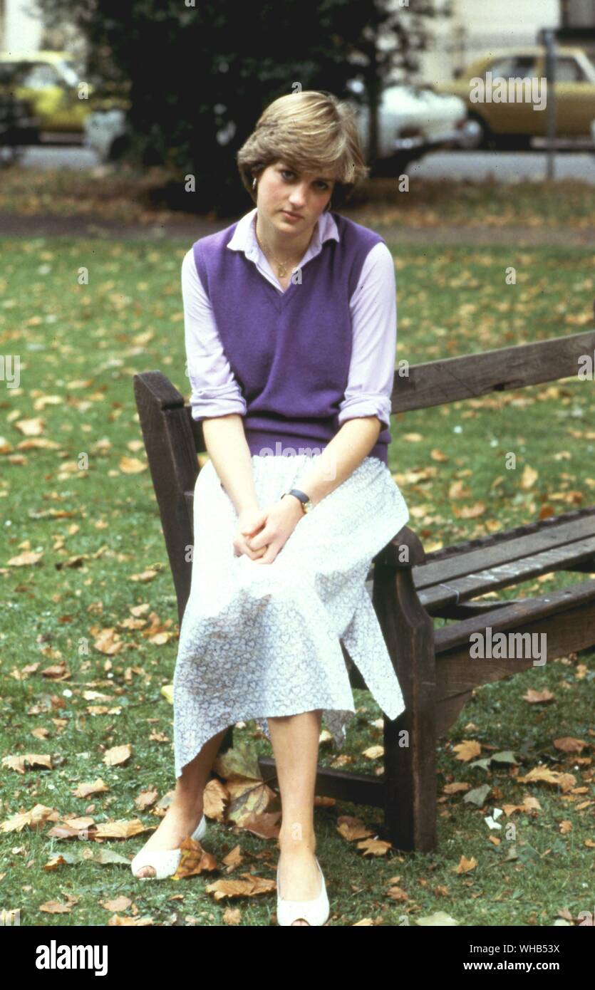 Diana Frances Spencer in 1981. Born 1 July 1961 at Sandringham. Became Lady Diana Spencer in 1975. Engaged to Prince Charles 24 February 1981. Married to Prince Charles 29 July 1981. Separated from Charles 9 December 1992. Divorced 28 August 1996. Died 31 August 1997 in Paris. Stock Photo