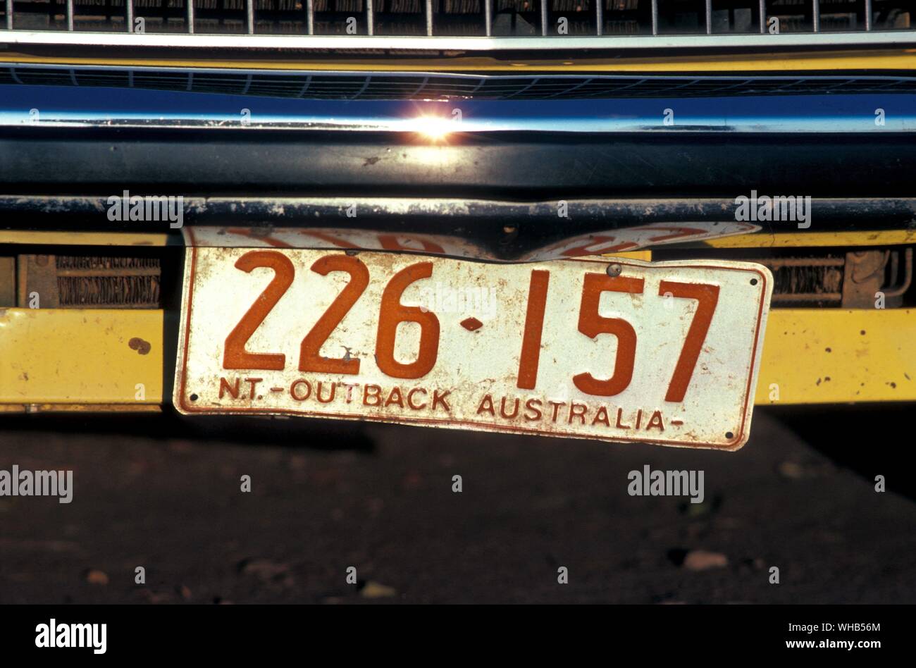 Australian numberplate 226-157 N.T. Outback Australia. Stock Photo