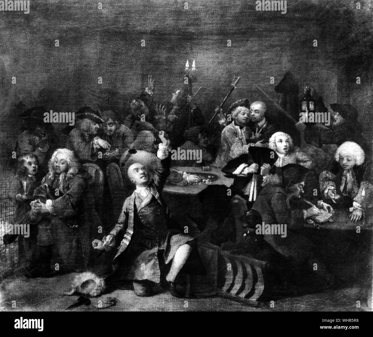 The Rakes Progress VI - The Gambling House ( at Whites Club , St James Street ) : by William Hogarth 1735 Sixth of eight plates Stock Photo