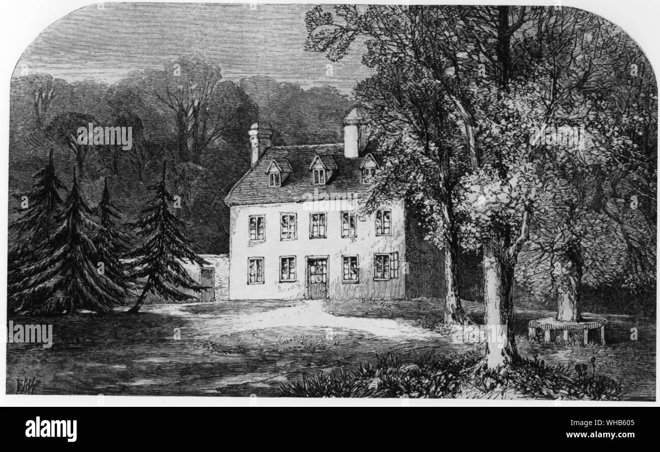 Steventon Parsonage in Hampshire - from Memoirs of Jane Austen by Edward Austen-Leigh, 1870 (her nephew).. Jane was born in this house in 1777. . Stock Photo