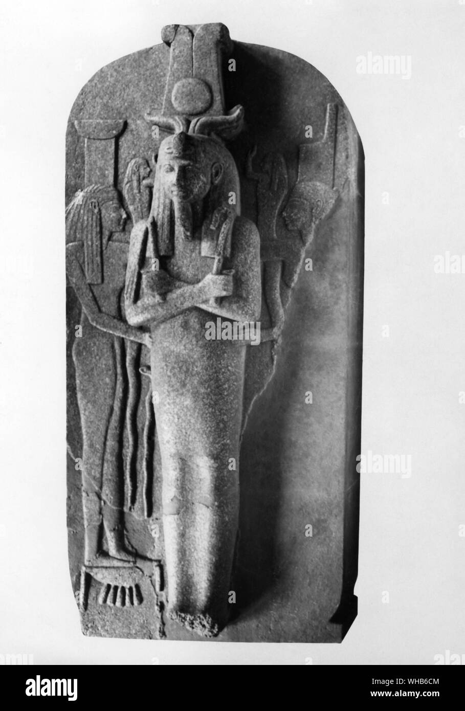 Lid of the granite coffin of Ramesses III. Ramesses III is represented as the god Osiris holding the divine regalia and is attended by the goddesses Nephthys and Neith XXth Dynasty 1200 - 1090 BC New Kingdom -. Usimare Ramesses III (also written Ramses and Rameses) was the second Pharaoh of the Twentieth Dynasty and is considered to be the last great New Kingdom king to wield any substantial authority over Egypt.. Stock Photo