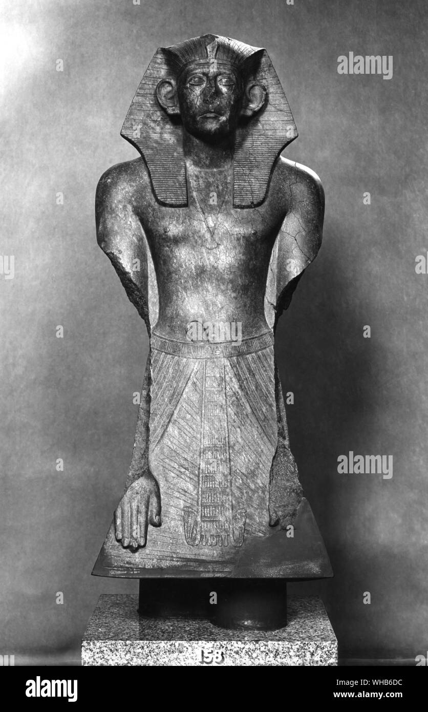 Statue of Senusret III Middle Kingdom XII Dynasty (1878-1843 BC ?) - Khakhaure Senusret III (also written as Senwosret III or Sesostris III) was a pharaoh of Egypt. He ruled from 1878 BC to 1839 BC, and was the fifth monarch of the Twelfth Dynasty of the Middle Kingdom. He was a Great Pharaoh of the twelfth Dynasty and is supposed to be the most powerful Egyptian ruler of this time. For this, he is regarded as one of the sources for the legend about Sesostris.. Stock Photo