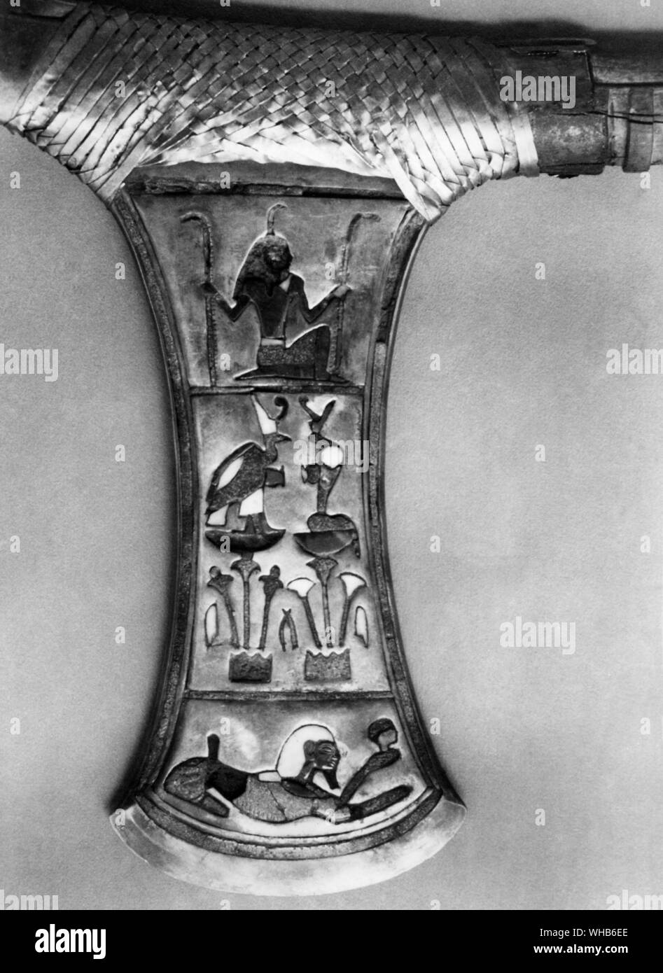 Ceremonial Battle-axe of Amosis I New Kingdom XVIII dynasty 1570-1545 BC - Ahmose I was a pharaoh of ancient Egypt and the founder of the Eighteenth dynasty.. Stock Photo