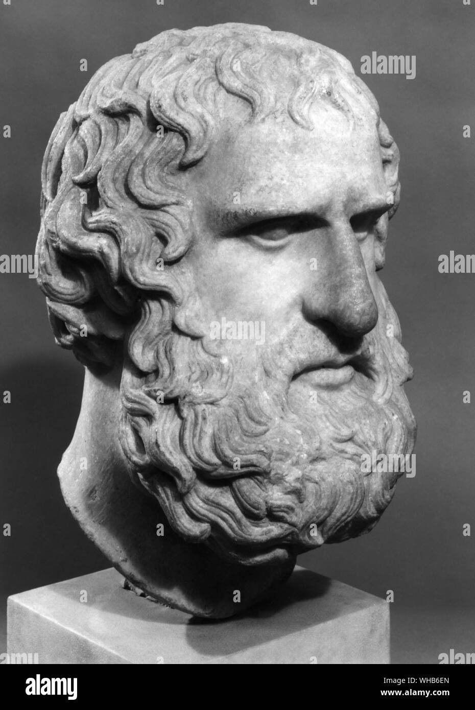 Head of Uripedes (ca. 484BC-ca 406BC ?) - According to legend, Euripides was born in Salamís on September 23, 480 BC, the day of the Persian War's greatest naval battle. Other sources estimate that he was born as early as 485 BC.. Stock Photo