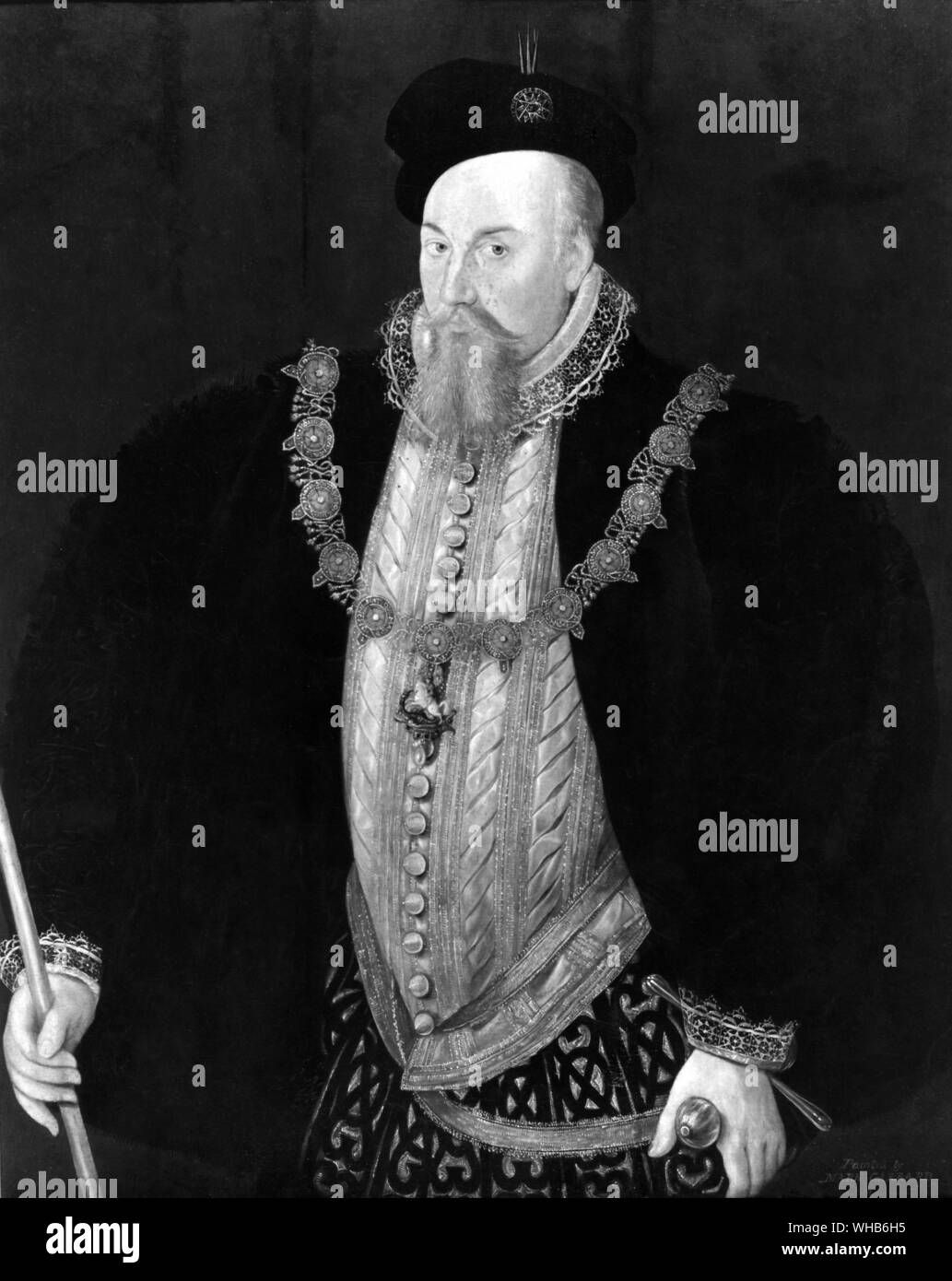 Robert Dudley. Earl of Leicester a late portrait for William Segar. 1585. Painted by Mark Garrard. Stock Photo