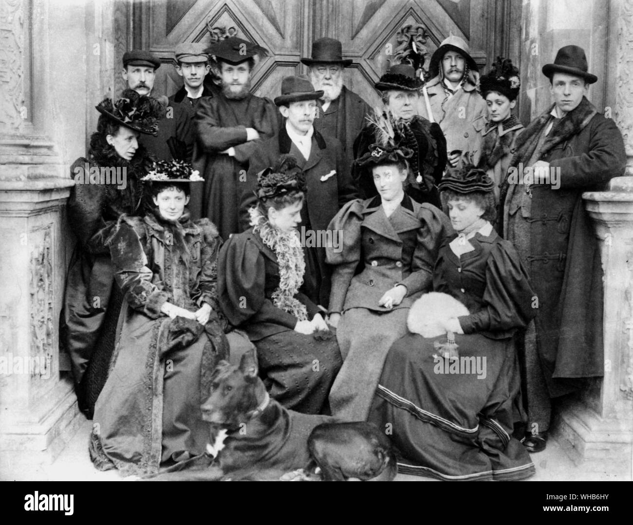 Salisbury Family in 1896. Top row, left to right: Lord Selborne, Lord Hugh Cecil, Lord William Cecil, Lord Salisbury, Lady Salisbury, Lord Edward Ceci Stock Photo