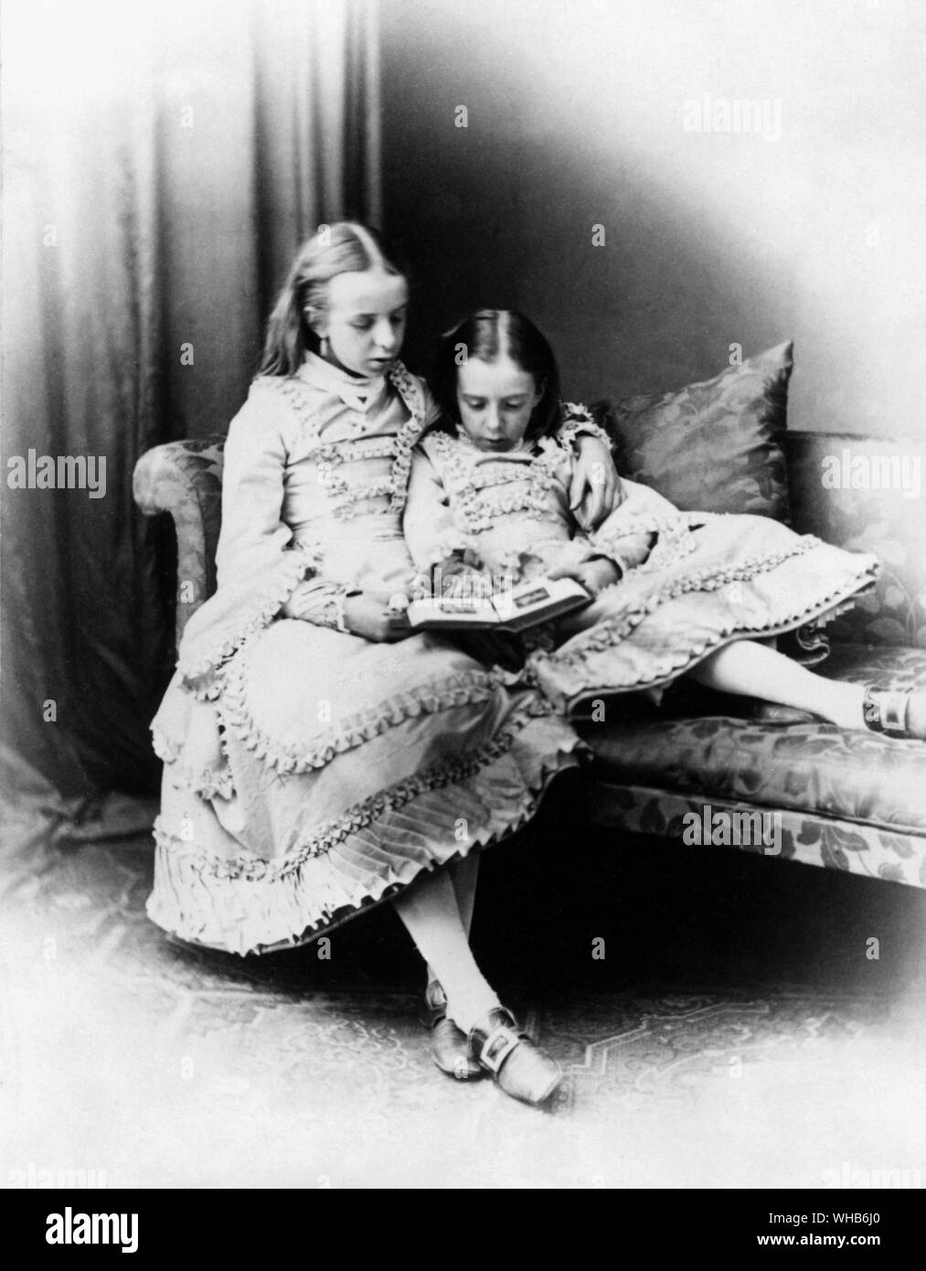 Lady Maud and Lady Gwendelen Cecil in 1870.. Photographed by Derrick Witty. Stock Photo