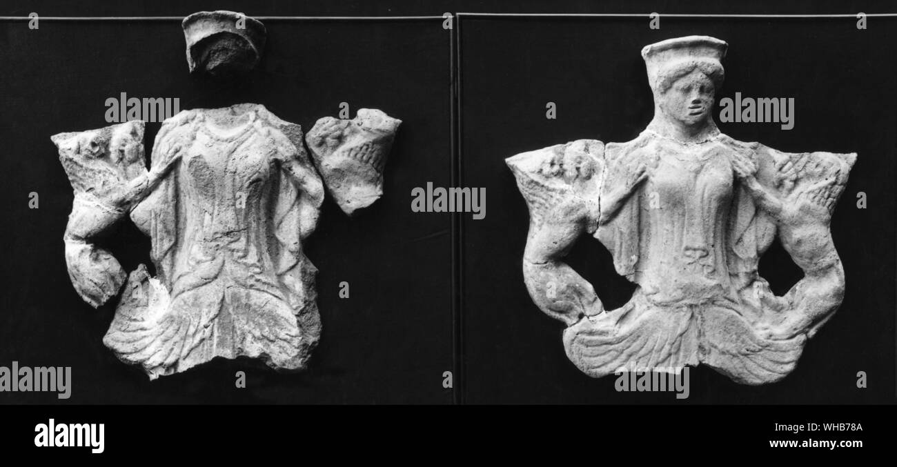 Diana goddess of nature  . Terracotta frieze from the temple of Diana at Nemi Stock Photo