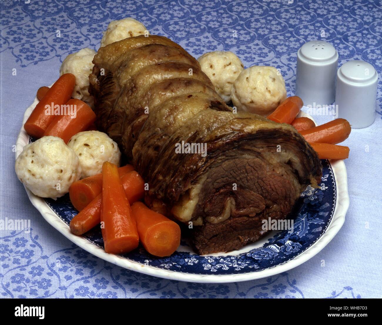 Boiled beef and carrots. Stock Photo