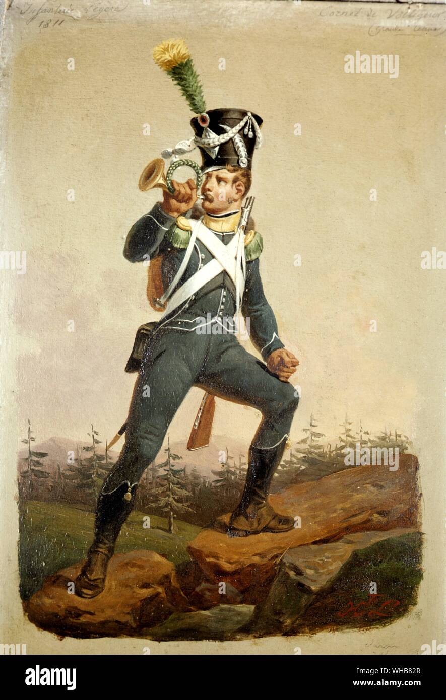 Uniforms Napoleonic : Light Infantry Ensign 1811 Stock Photo