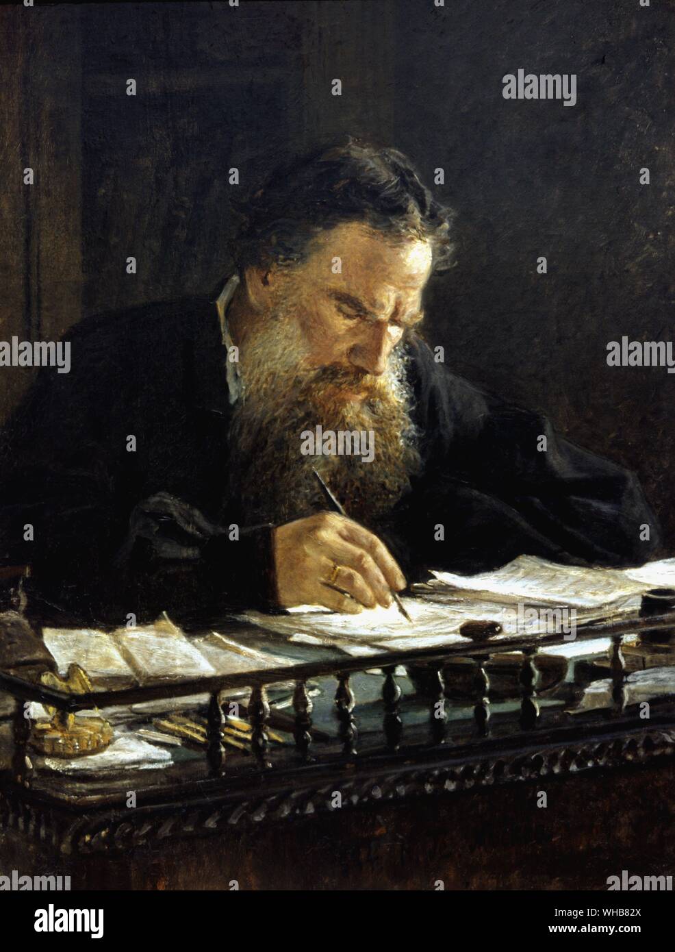 Count Lev Nikolayevich Tolstoy : Portrait by N N Grey . Russian writer - novelist , essayist , dramatist and philosopher Stock Photo