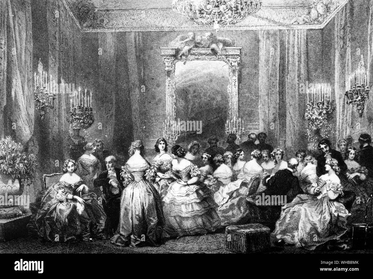 Daily Life - Un Salon du Grand Monde - gravure d'apres Eugene Lami.  19th century engraving by Eugene Lami. Stock Photo