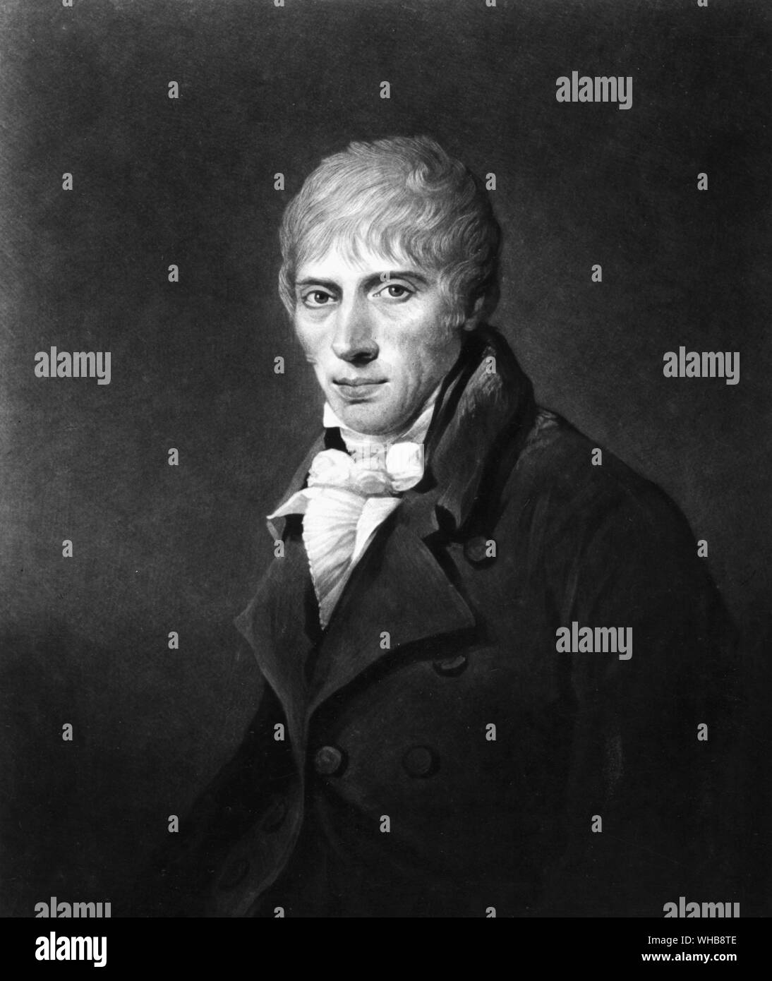 John Loudon MacAdam, 1825, by Charles Turner - lithograph in The British Museum, London (Print Room) (J. R. Freeman) - John Loudon McAdam (September 21, 1756 - November 26, 1836) was a Scottish engineer and road-builder. He invented a new process, macadamisation, for building roads with a smooth hard surface that would be more durable and less muddy than soil-based tracks.. Stock Photo
