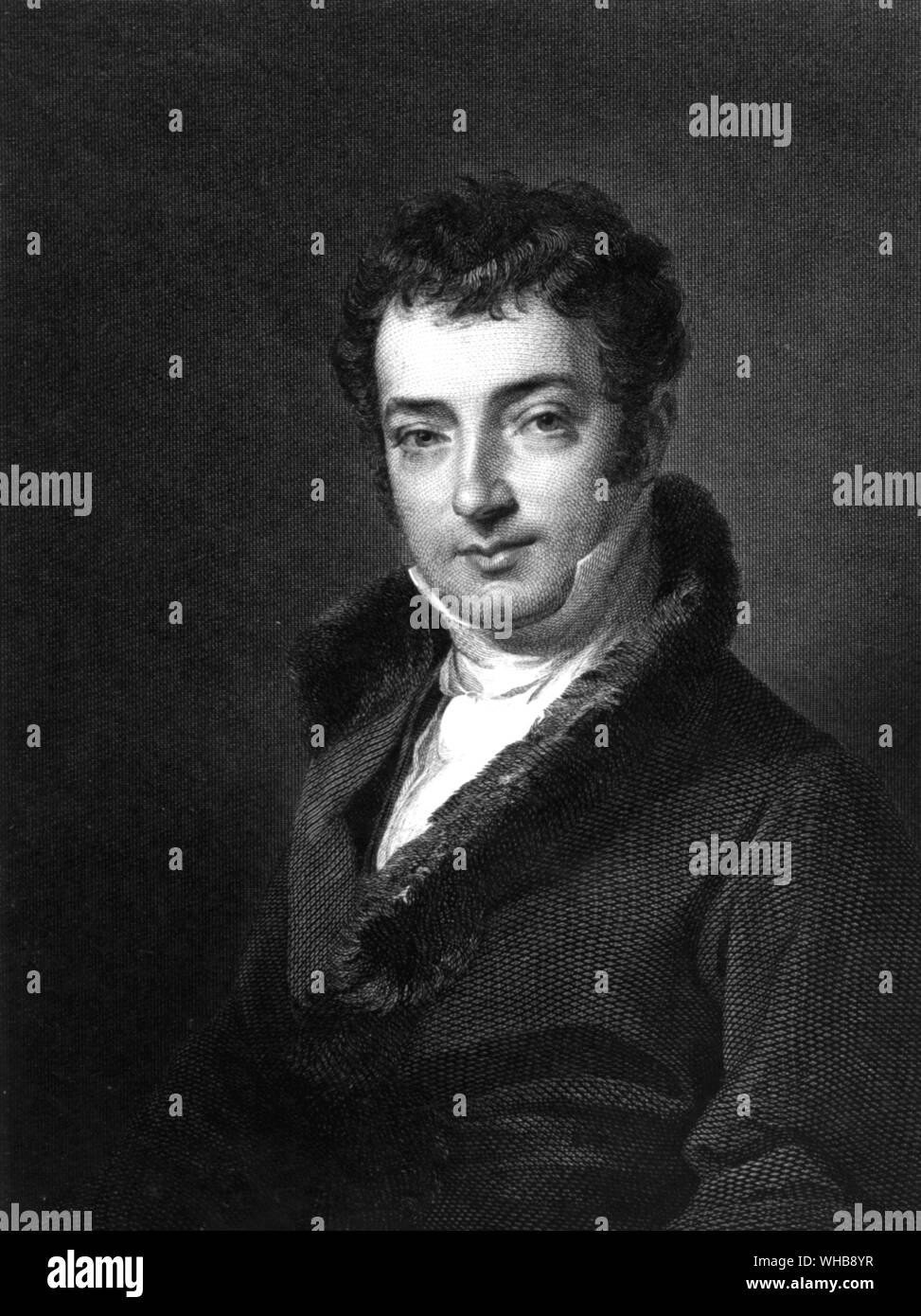 Washington Irving, 1831, by M. I. Danforth after C. R. Leslie - lithograph in The British Museum, London (Print Room) (J.R. Freeman) - Washington Irving (April 3, 1783 - November 28, 1859) was an American author of the early 19th century. Best known for his short stories The Legend of Sleepy Hollow and Rip Van Winkle (both of which appear in his book The Sketch Book of Geoffrey Crayon), he was also a prolific essayist, biographer and historian.. Stock Photo